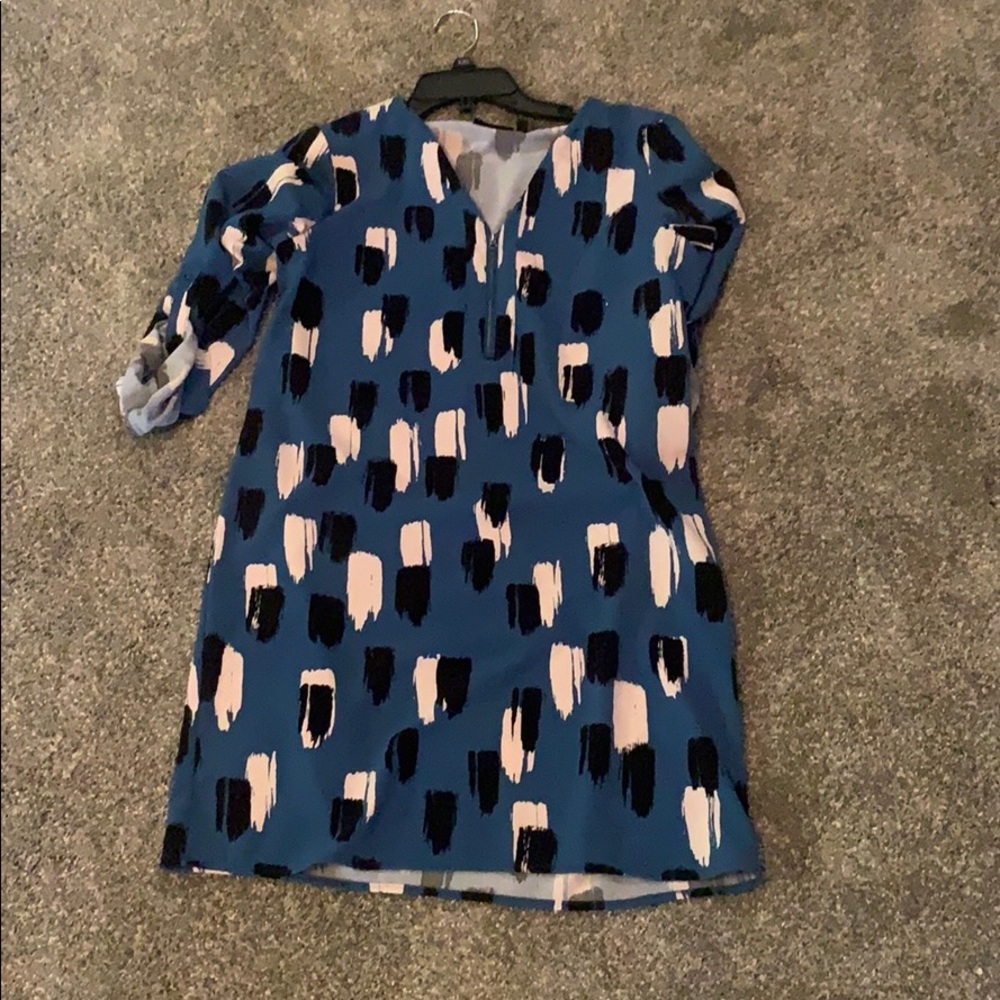 blue black and white dress